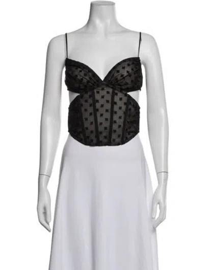 Pre-owned Misbhv Graphic Print V-neck Crop Top In Black