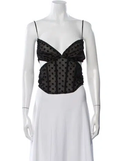 Pre-owned Misbhv Graphic Print V-neck Crop Top W/ Tags In Black