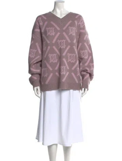 Pre-owned Misbhv Graphic Print V-neck Sweater In Purple