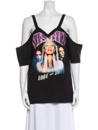 Pre-owned Misbhv Graphic Print V-neck T-shirt In Black