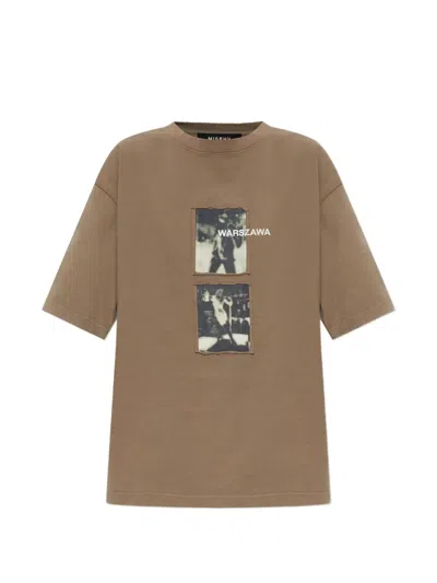 Misbhv Graphic-print Raw-edge T-shirt In Brown