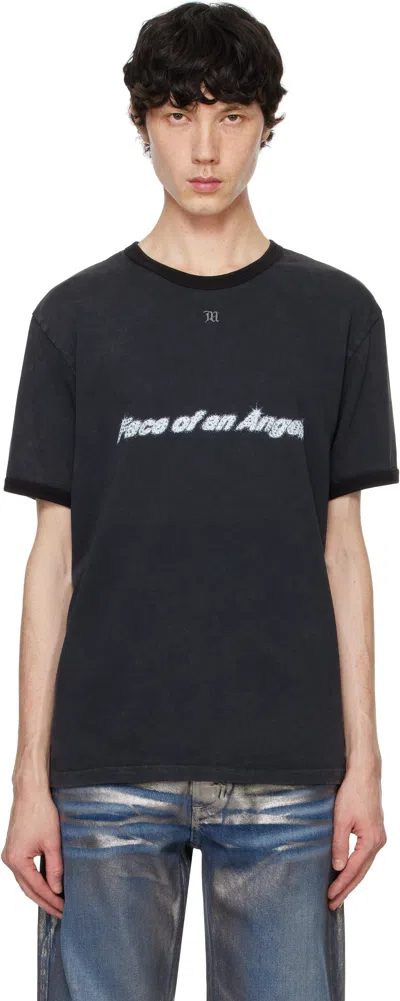 Misbhv Gray 'face Of An Angel' T-shirt In Black