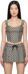 Misbhv Gray Monogram Canvas Corset Top In Mlc