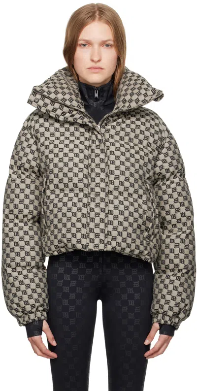 MISBHV GRAY MONOGRAM JACQUARD PUFFER JACKET