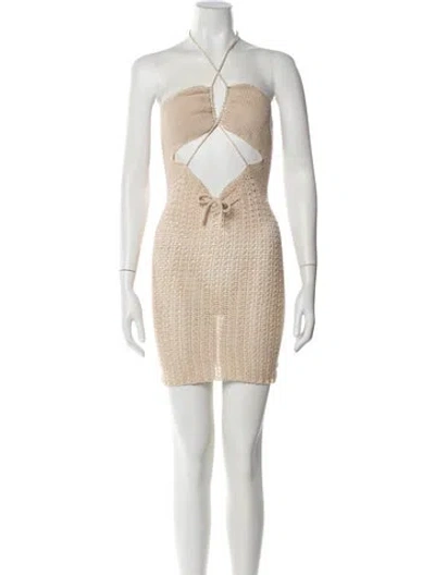 Pre-owned Misbhv Halterneck Mini Dress In Neutral