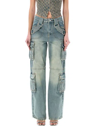 Misbhv Harness Cargo Jeans In Blue