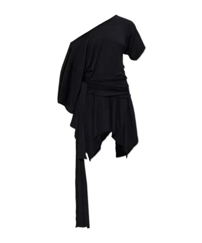 Misbhv Holywood Baby Asymmetric Midi Dress In Black