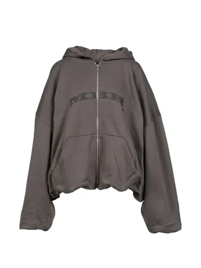 Misbhv Inflated Mbh Devil Zip-up Hoodie In Brown