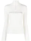 Misbhv White Knitted Quarter-zip Ski Turtleneck In White