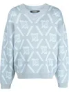 Misbhv Intarsia-knit V-neck Jumper In Blau