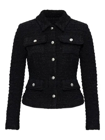 Misbhv Single-breasted Tweed Jacket In Black