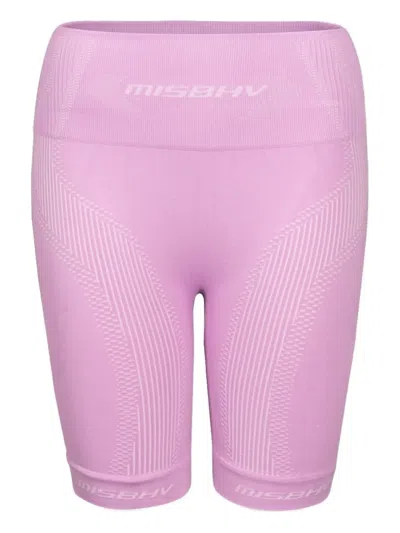 Misbhv Jacquard-logo Shorts In Purple