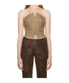 Misbhv Beige Jacquard Monogram Top In Brown