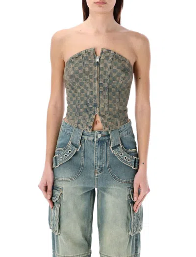 MISBHV MISBHV JACQUARD MONOGRAM DENIM CORSET