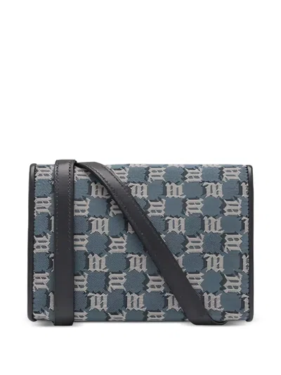 Misbhv Jacquard Monogram Leather Phone Bag In Blue