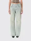 Misbhv Wide-leg Monogram Jeans With Faded Finish And Five Pockets