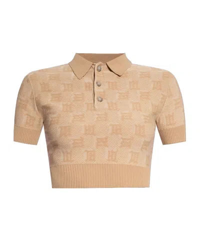 Misbhv Knitted Monogram Polo Top In Neutral