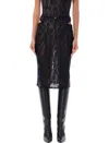 Misbhv Black Lace Cut Out Midi Skirt