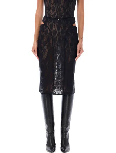MISBHV MISBHV LACE CUT-OUT MIDI SKIRT