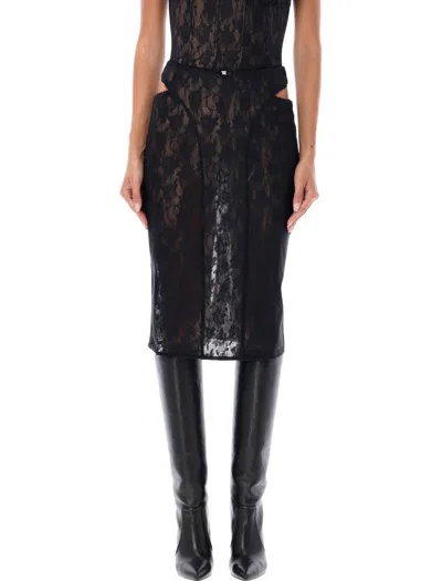 MISBHV MISBHV LACE CUT-OUT MIDI SKIRT