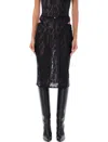 Misbhv Black Lace Cut Out Midi Skirt