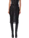 Misbhv Black Lace Cut Out Midi Skirt In Black