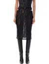 Misbhv Black Lace Cut Out Midi Skirt In Black