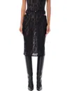 Misbhv Black Lace Cut Out Midi Skirt In Black