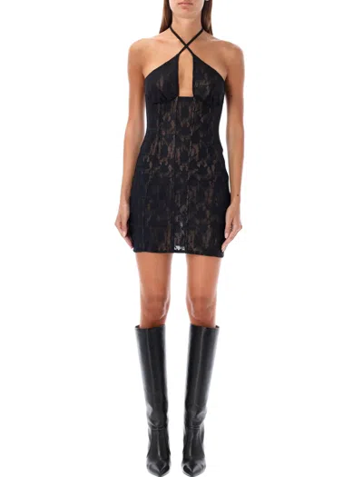 Misbhv Lace Halter Neck Mini Dress In Black