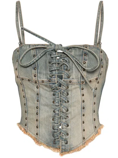 MISBHV LARA DENIM CROPPED TOP