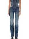 Misbhv Lara Laced Flare Leg Jeans In Malibu Blue