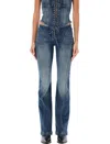 Misbhv Lara Laced Flare Leg Jeans In Malibu Blue