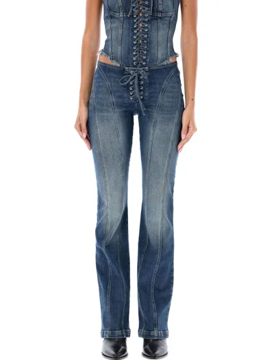Misbhv Lara Laced Flare Leg Jeans In Blue