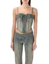 Misbhv Blue Lara Denim Tank Top In Blue Sand