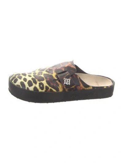 Pre-owned Misbhv Leather Animal Print Mules In Black