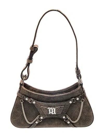 Pre-owned Misbhv Leather Shoulder Bag In Grey