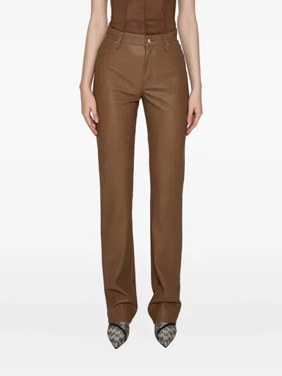 Misbhv Brown Straight Faux-leather Pants