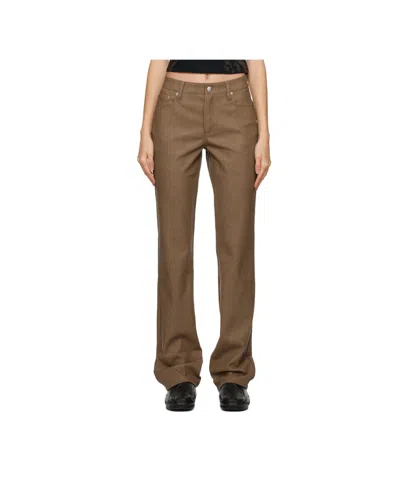 Misbhv Brown Straight Faux-leather Pants