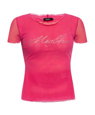 Misbhv Logo-embellished Mesh Crewneck T-shirt In Red