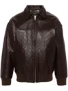 Misbhv Logo-embossed Leather Jacket In Brown