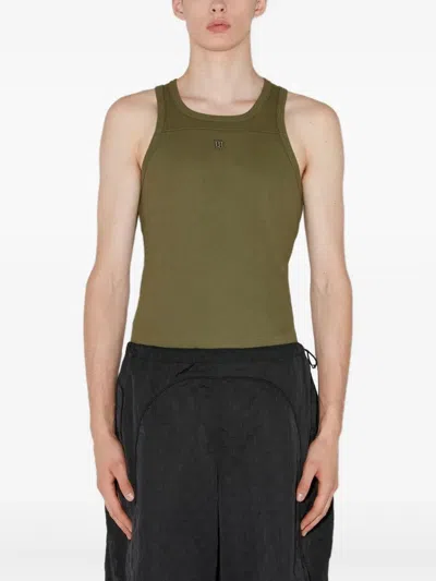 Misbhv Logo-embroidered Crew-neck Tank Top In Green