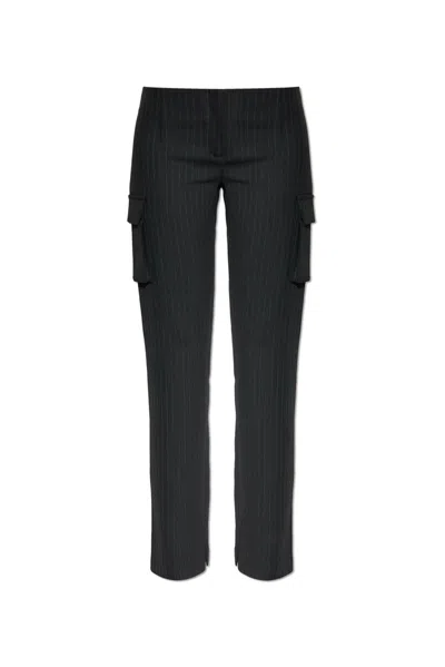 Misbhv Logo Embroidered Striped Trousers In Black