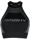 Misbhv Logo-jacquard Cropped Halter Top In Black