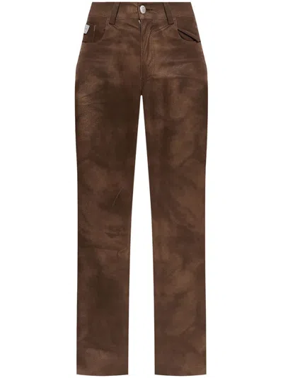 Misbhv Logo-plaque Tapered Trousers In Brown
