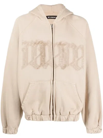 Misbhv Logo-print Cotton Hoodie In Neutrals