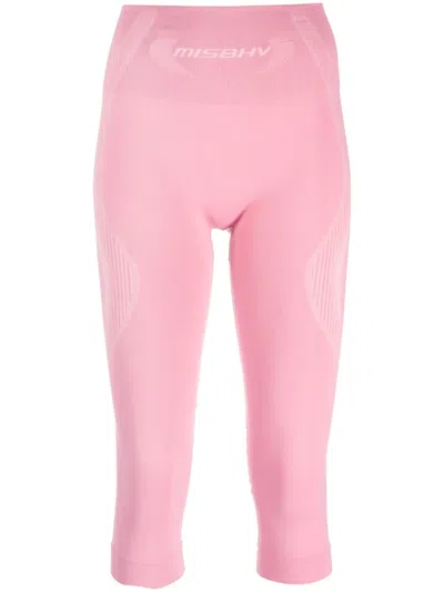 Misbhv Logo-print Cropped Leggings In Pink