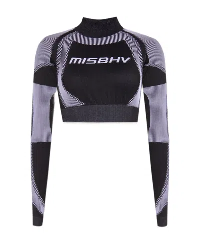 Misbhv Logo-print Cropped Top In Black/white