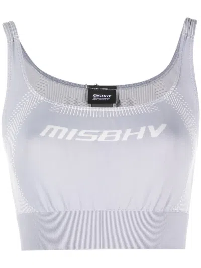 Misbhv Logo-print Cropped Top In Blue