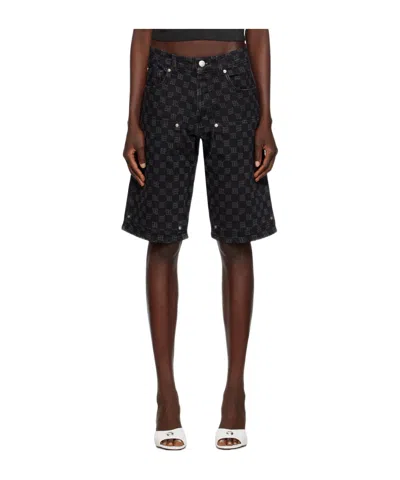 Misbhv Logo-print Denim Shorts In Black