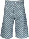 Misbhv Logo-print Denim Shorts In Blue